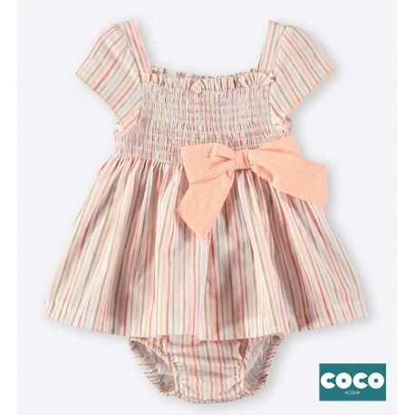 Coco Acqua Verano Vestido bebé niña Rayas Coral