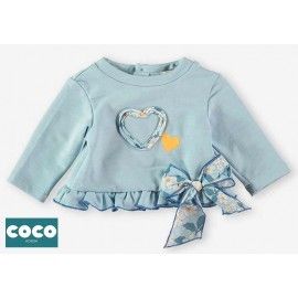 Coco Acqua Verano Sudadera bebé niña Azul Corazones