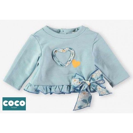 Coco Acqua Verano Sudadera bebé niña Azul Corazones
