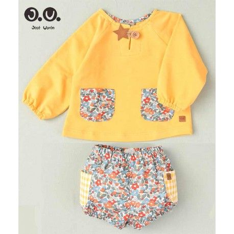 José Varón Verano Conjunto bebé niño Liberty Vichy Amarillo