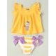 Jose Varon Summer Girl Swim Yellow Set Stripes