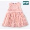 Coco Acqua Summer Baby Girl Pink Dress with Tulle and Daisies