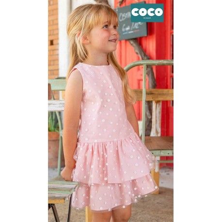 Coco Acqua Summer Girl Pink Dress with Tulle and Daisies