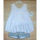 Miranda Verano Conjunto niña Blanco y Cuadros Azules