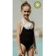 Candelaria Verano Bañador niña Negro Flor Blanca