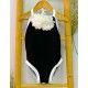 Candelaria Verano Bañador niña Negro Flor Blanca