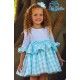 DBB Collection Verano Vestido niña Blanco Cuadros Turquesa