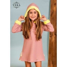 Vera Invierno Vestido niña Rosa Capucha