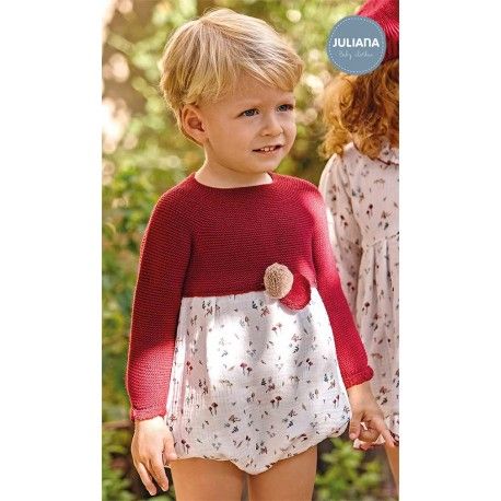 Juliana Winter Baby Boy Dark Red Romper Mushrooms