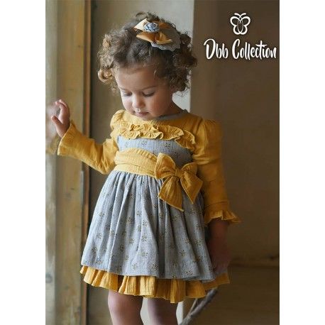 DBB Collection Winter Girl Ocher and Gray Dress