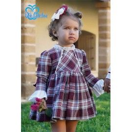 DBB Collection Invierno Vestido niña Cuadros Granates