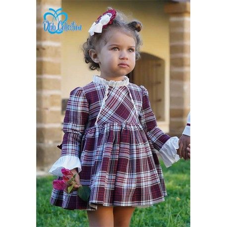 DBB Collection Invierno Vestido niña Cuadros Granates