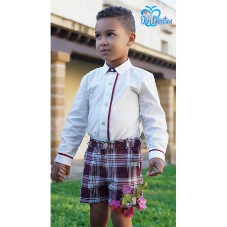 DBB Collection Invierno Conjunto niño Cuadros Granates