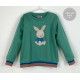 Mon Petit Bonbon Winter Boy Green Sweatshirt Rabbit