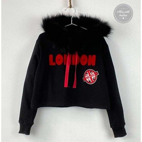 Mon Petit Bonbon Winter Girl Black Sweatshirt London