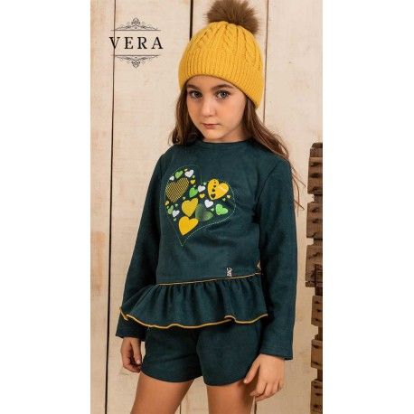Vera Winter Girl Dark Green Set Hearts