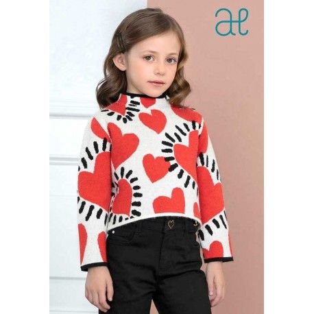 Abel & Lula Winter Girl Sweater Hearts