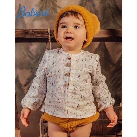 Babiné Invierno Conjunto bebé niño Animales Mostaza