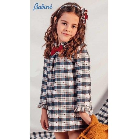 Babiné Invierno Vestido niña Cuadros y Topitos