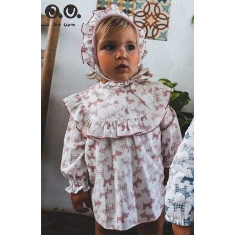 José Varón Invierno Vestido bebé niña Perritos Rosas