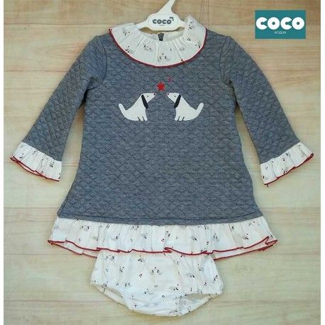 Coco Acqua Invierno Vestido bebé niña Gris Perritos