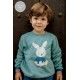 Mon Petit Bonbon Winter Boy Green Sweatshirt Rabbit