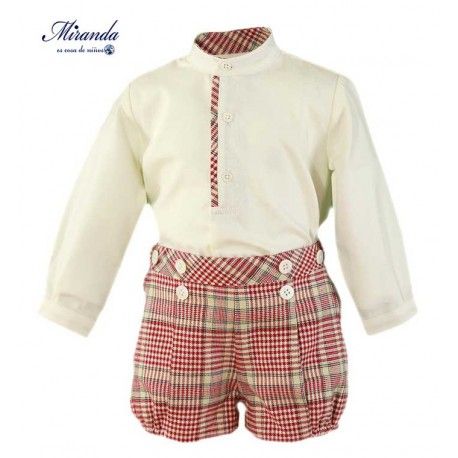 Miranda Invierno Conjunto bebé niño Blanco y Cuadritos