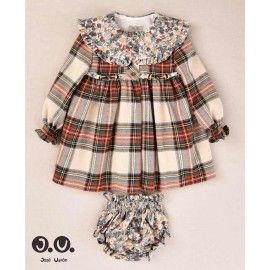 José Varón Invierno Vestido bebé niña Flores y Cuadros