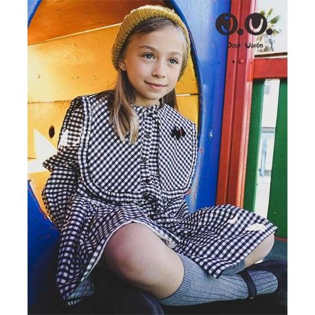 Jose Varon Winter Girl Dress Black Squares