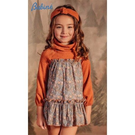 Babine Winter Girl Orange Dress Flowers