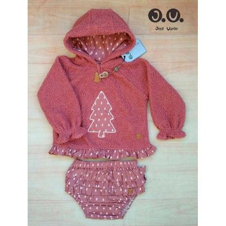 Jose Varon Winter Baby Girl Pink Set Pine Tress