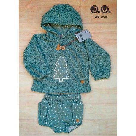 Jose Varon Winter Baby Boy Green Set Pine Tress