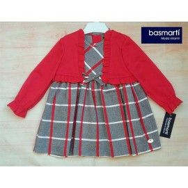 Basmartí Invierno Vestido bebé niña Ola de Frío Gris Cuadros