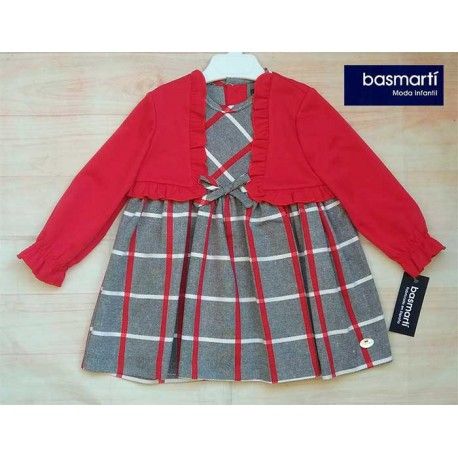 Basmartí Invierno Vestido bebé niña Ola de Frío Gris Cuadros