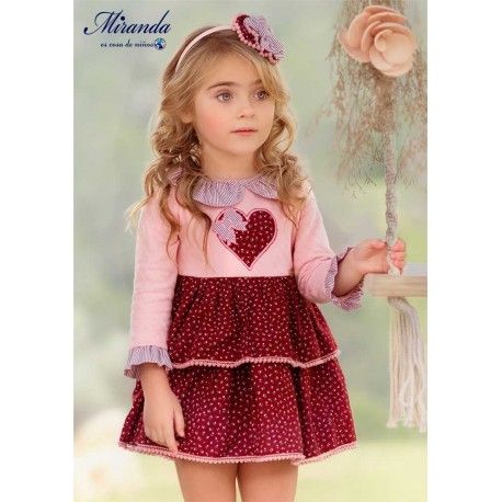 Miranda Invierno Vestido niña Rosa y Burdeos Corazón