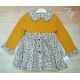 Blanca Valiente Invierno Vestido niña Combinado Mostaza Flores