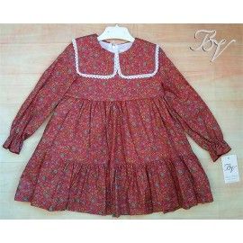 Blanca Valiente Invierno Vestido niña Guinda Flores