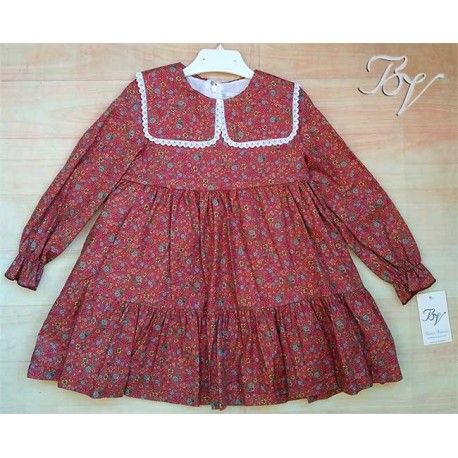 Blanca Valiente Winter Girl Red Dress Flowers