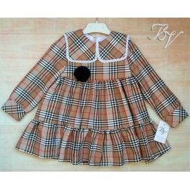Blanca Valiente Invierno Vestido niña Cuadros Camel