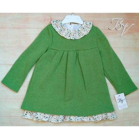 Blanca Valiente Winter Girl Green Dress Ruffles