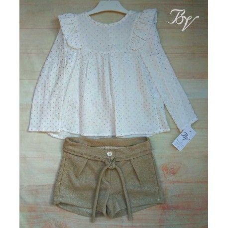 Blanca Valiente Invierno Conjunto niña Dorado Estrellitas
