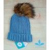 Sardon Gorro Azul Azafata con Pompón de Pelo