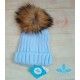 Sardon Gorro Celeste con Pompón de Pelo