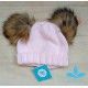 Sardon Light Pink Hat with Hair Pompoms
