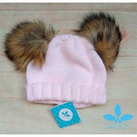 Sardon Gorro Rosa Bebé con Pompones de Pelo