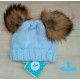 Sardon Light Blue Hat with Hair Pompoms