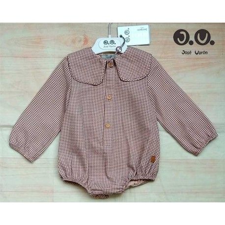 Jose Varon Winter Baby Romper Gray and Pink Squares