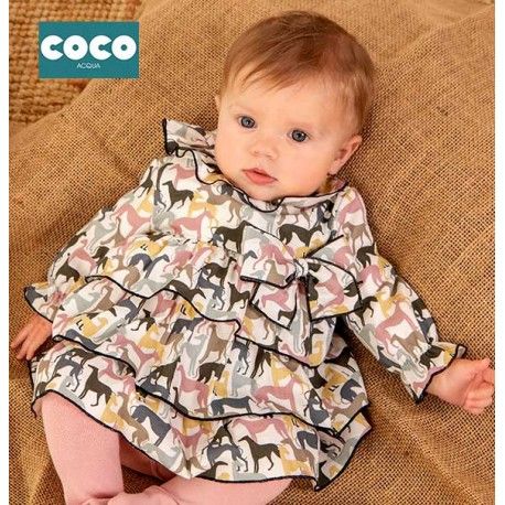 Coco Acqua Winter Baby Girl Dress Colourful Puppies