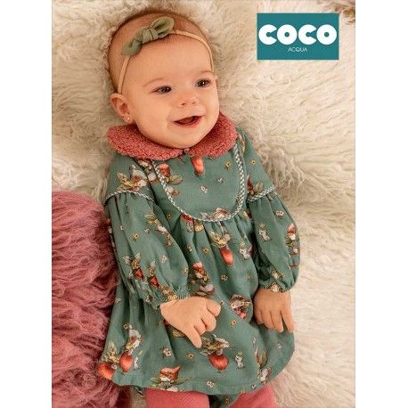 Coco Acqua Invierno Vestido bebé niña Verde Hadas