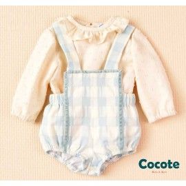 Cocote Winter Baby Boy Set Beige and Blue Squares